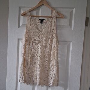 Forever 21 Lace Tank Top in Cream